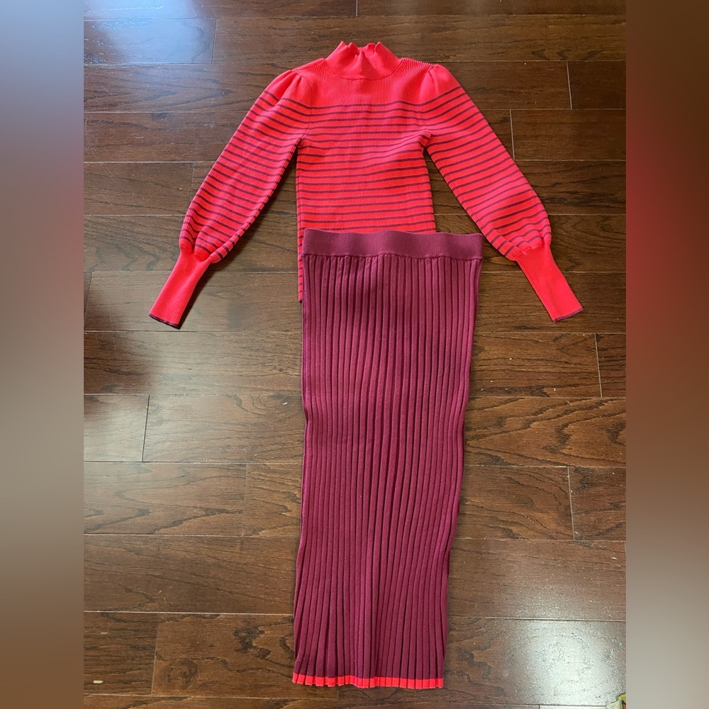 Two-piece Ann Taylor knit ribbed colorful sweater set NWT New